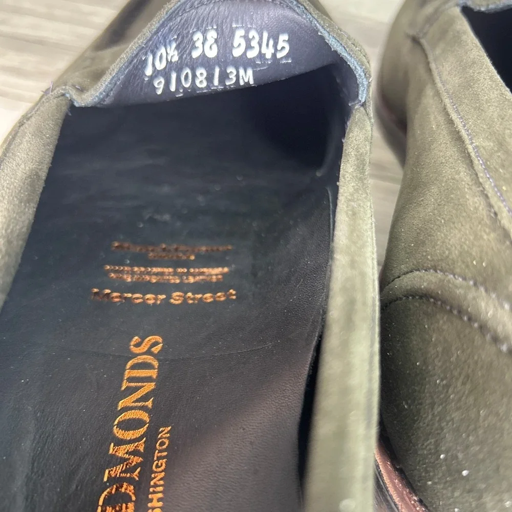 Allen Edmonds Mercer Street Penny Loafers Olive Suede USA Mens Size 10.5 3E